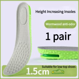1Pair Air Cushion Height Increase Insoles Breathable Sweat and Anti-Odour Insole Shock Absorbing Insole for Sports Shoes