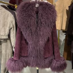 YOLOAgain Real Mongolia Sheep Fur Collar Real Leather Jacket Coat Women