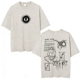 Vintage Washed Anime Death Note Misa Amane Print T Shirts Men Women Clothing Cotton Casual T-shirt Fashion Short Sleeve T-shirts