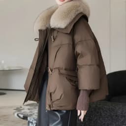 2026 Winter Down Cotton Short Padded Jacket Women Parkas Fur Collar Thick Cotton Coats Clothes Black Casual Outerwear Female New