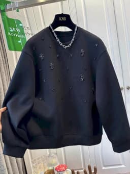 Fashion Pullovers Women Spring Fall Trend Thin Sweatshirt Holes Design Top Casual Solid Color Simple Pullover Womens Y2k Clothes