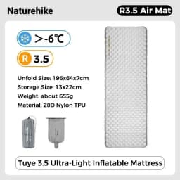 Naturehike Camping Mat 3.2/5.8/8.8 High R Value Ultralight Warm Inflatable Mattress Outdoor Portable Folding Inflatable Mats