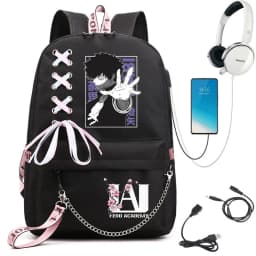 My Hero Academia Anime Print Student Backpack with Webbing Straps Girls School Bag Lightweight Casual Daypack