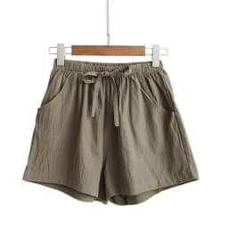 Women's Thin Cotton and Linen Shorts New Summer High Waist Casual Sports Shorts Women Solid Color Pocket Loose Beach Hot Shorts