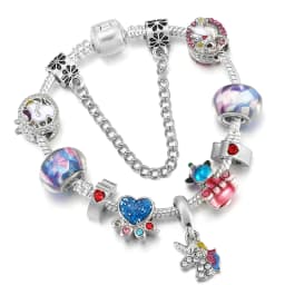 2024 Trendy Silver Cokor Love Key Charm Bracelet With Murano Glass Beads Bracelets For Women Wife Jewelry Pulseras Dropshipping
