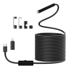 1920P HD Endoscope Camera with Semi-Rigid Snake Borescope, 8 Adjustable LED Lights, IP67 Waterproof Inspection for iOS & Android