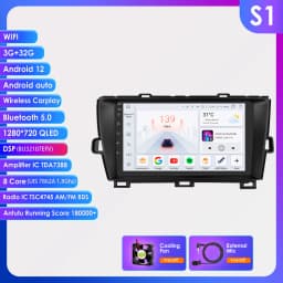 Hizpo 8G+128G Android 13 For Toyota Prius 3 2009 - 2015 Car Radio Multimedia Video Player GPS Navi Stereo Carplay Auto Stereo BT
