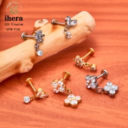 ASTM F136 Titanium Ear Cartilage Earrings Internal Thread 16G Hidden Helix Stud CZ Drape Chain Flat Back Tragus Piercing Jewelry