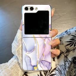 Marble Pattern Transparent Phone Case For Samsung Galaxy Z Flip 6 5 4 3 Clear Hard Folding Cover For Samsung Z Flip6 Flip5 Flip4