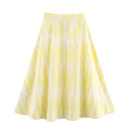 ETJ 2025 Spring new women's elegant romantic A-type color matching printed high-waist MIDI skirt
