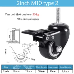 1.5-5 Inch Polyurethane Swivel Caster M6/M8-M12 Screw For Furniture Wheel Caster Wheels 360° Caster Wheel Industrial With Brake
