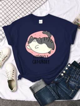 Chubby Little Gray Cat Cute Print T-Shirt Woman Kawaii Cartoon Blouses Women Fashion oversize Harajuku Shirt Funny Girl T Shirts