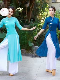 Red National Dance Costume Mesh Outfit Performance Practice Uniform White Net Shirt Square Dancing Traditional Costume Women
