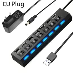 USB HUB 3.0 USB 2.0 Hub Multi USB Splitter Hub Use Power Adapter 4/7 Port Multiple Expander USB 3.0 Hub with Switch 30CM Cable