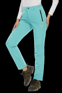 TACVASEN Women's Winter Ski Snow Softshell Fleece Lining Pants Hiking Trekking Mountain Trousers Cargo Warm Work Zipper Pockets