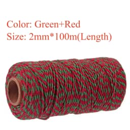 100M/Roll 2mm Red Green White Cotton Rope for Handmade Crafts Christmas DIY Gift Wrap Packaging Baking Twine Ribbons 