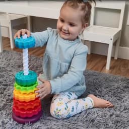 Toddler Rotating Rainbow Tower Spinning Stacking Pyramid Tower Cup Montessori Educational Puzzle Sensory Baby Kid Toy Gift