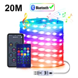 Wireless Bluetooth APP Control Pixels USB LED String Fairy Light Smart WS2812 Addressable Dream Color RGB Christmas Decor Lights