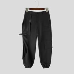 INCERUN Men Pants Solid Button Hollow Out Fashion Cargo Pants For Man Streetwear Joggers 2026 Fashion Casual Trousers Pantalones