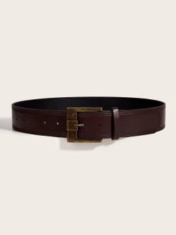 Brown Black Red Vintage Wide Belts PU Leather Girdle Square Antique Copper Buckle Men Women Jeans Accessories