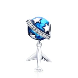 Bamoer 925 Sterling Silver Universe Series Star & Moon Beads Blue Planet Pendant Charms for Women Bracelet DIY Fine Jewelry Gift