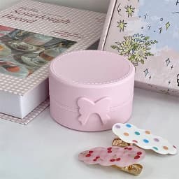 Cute Cartoon Bow Pony Round Ring Earrings Box Luxury Dustproof Hair Accessories Packaging Display Box Portable Storage Box