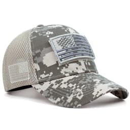 Men’s Tactical Mesh Trucker Hat, Camouflage Outdoor Baseball Cap with Removable Embroidered Patch, Adjustable Snap‑Back Sun Hat