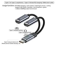 USB C Headphone and Charger Adapter 2 in 1 USB C to Aux Audio Jack with PD 100W Fast Charging Dongle Cable Cord for Galaxy S23