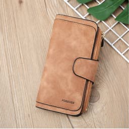 Featuring a cat motif this women's long wallet offers multiple card slots a coin pocket and a cell phone pouch A perfect gift