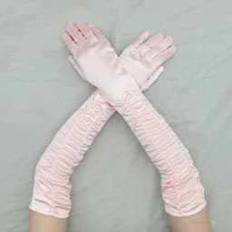 Long Satin Wave Pattern Micro Reflective Light Wedding Party Noble Style Women Gloves Lady Slender COS Graduation Mittens Nv5