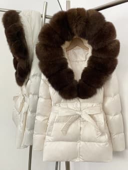 OFTBUY Winter 90% Duck Down Jacket Women Luxury Large Natural Silver Fox Fur Hooded Thick Warm Female Parkas Waterproof