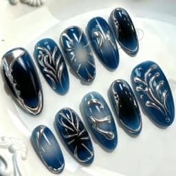 24Pcs Y2k Almond Acrylic Nails Full Cover 3D Diamond Black Nail Art Sweet Cool French Wearable Fake Nail Manicure Tips for Girls