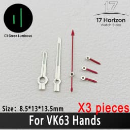 VK63 Hands High Quality VK63 Watch Hands Racing Hands C3 Green Luminous Watch Hands VK 63 Quartz Movement Men's Watches Parts