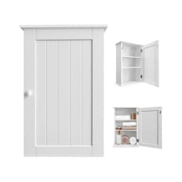 BRIEFNESS Bathroom Cabinet Single Door Wall Mounted Bathroom Cabinet Wall Cabin et Medicine Cabinet Adjustable Shelves White
