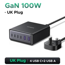 UGREEN 100W 65W GaN Charger Desktop Laptop Fast Charger 6 in 1 For Macbook Air iPad iPhone18 17 16 Pro Max Xiaomi Samsung Tablet