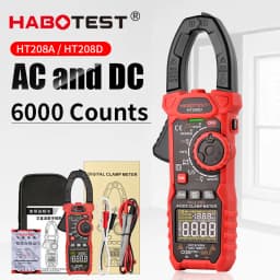HABOTEST HT208D Digital Clamp Meter AC/DC True RMS Multimeter Automatic Range Tester Current Clamp Meter for Electrical Testing