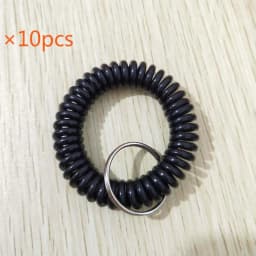 10pcs Lucky Line 2” Spiral Wrist Coil with Steel Key Ring, Multi-Color Flexible Wrist Band Key Chain Bracelet, Stretches to 12”,