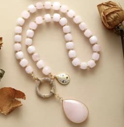 Luxury Natural Quartz Heart Zircon Spring Lock Pendant Necklaces Crystal Healing Lariat Necklace Jewelry Dropshipping