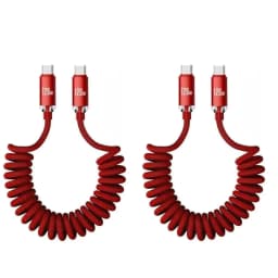 NNBILI 1-2PCS 120W Car USBA to USB C Fast Charging For Samsung S26 Xiaomi Huawei USBC To USB C Spring Cable For iPhone 18 17