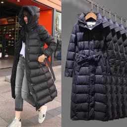 Winter High Quality Long Hooded Down Jacket Women White Duck Down Lace Up Outwears Female Warm Parker Knee Length Down Jacket