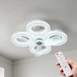 Smart LED Ceiling Fan Light 48W Energy Efficient with Remote Control 3 Speed Options 2/4H Timer for Living Room Bedroom E27