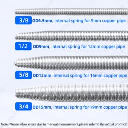 2.5M Internal Copper Pipe Bending Spring for Air Condition Steel Manual Pipeline Spring Tube Bending Tool 3/4/5/6 Points 9-19mm