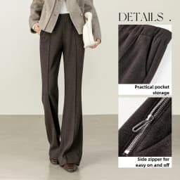 SENTUBILA Women's Wool Blend Trousers 2026 Autumn Winter Elastic Waist Side Zipper Flare Pants Casual Commute Bottoms 154K80271