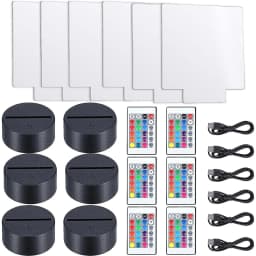 6 Sets DIY 3D Night LED Light Lamp Including 6 Light Display Stands And Clear Acrylic Sheets With Remote And USB Cables For Room