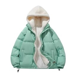 Man Winter Jacket Loose-fit Thickened Warm Cotton Coat Fleece Hood Men Trendy Cotton Padded Jacket Fake Two-piece Pink Couple