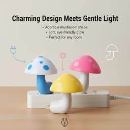 1/2/3Pcs Mushroom LED Night Light Creative Plug-in Room Lamp with Light-sensing Switch Automatically Turn on When It Gets Dark