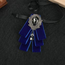Handmade Bow Tie Men's Luxury Solid Korean Ribbon Diamond Velvet Groom Wedding Elegant Trendy Ribbon Party Retro Blue Bowtie