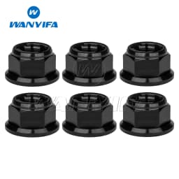 Wanyifa Titanium Nut M6/M8/M10/M12 Flange Lock Nuts for Cycling Modification 6pcs