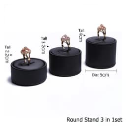 Black Faux Leather Ring Display Column Riser Jewellery Holder Retail Showcase Stand Pawn Shop Counter Organizer Exhibition Rack