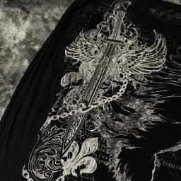 Black Mens Gothic Dark Style Sweatshirt Loose Unique Wing Print Design on Front Chest Trendy Casual Streetwear Edgy Personality